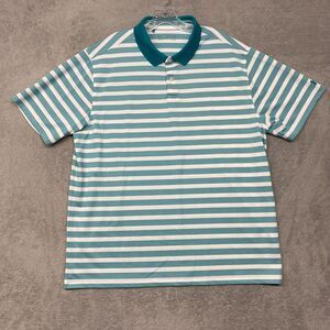 Under Armour Shirt Mens 2XL Blue White Stripe Performance Polo Casual HeatGear